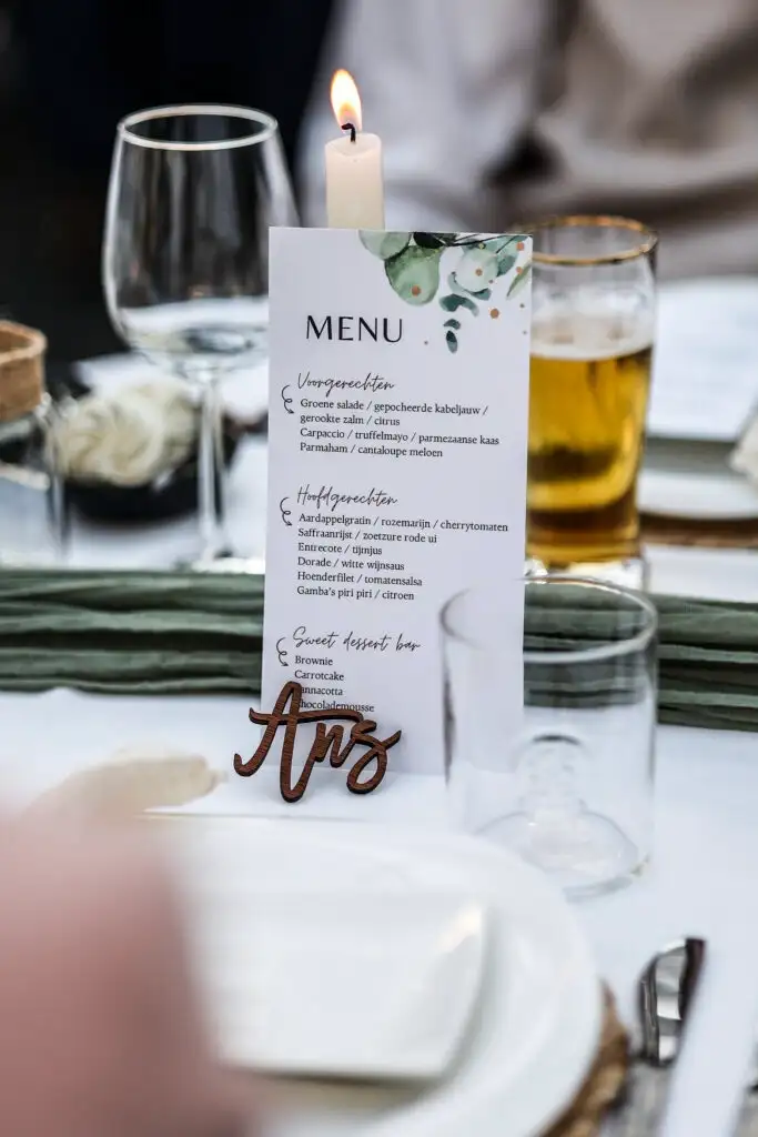 Menu van de bruiloft